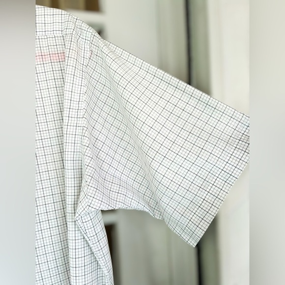 Arrow Kent Men’s Size 16 Short Sleeve White w/Black & Grey Checkered Plaid Shirt - Picture 4 of 9